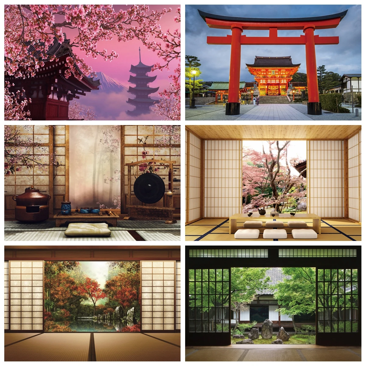 Japanese Landscape Photography Backdrop Shrine Buliding Room Decor Portrait Photographic Background For Photo Studio Photophone