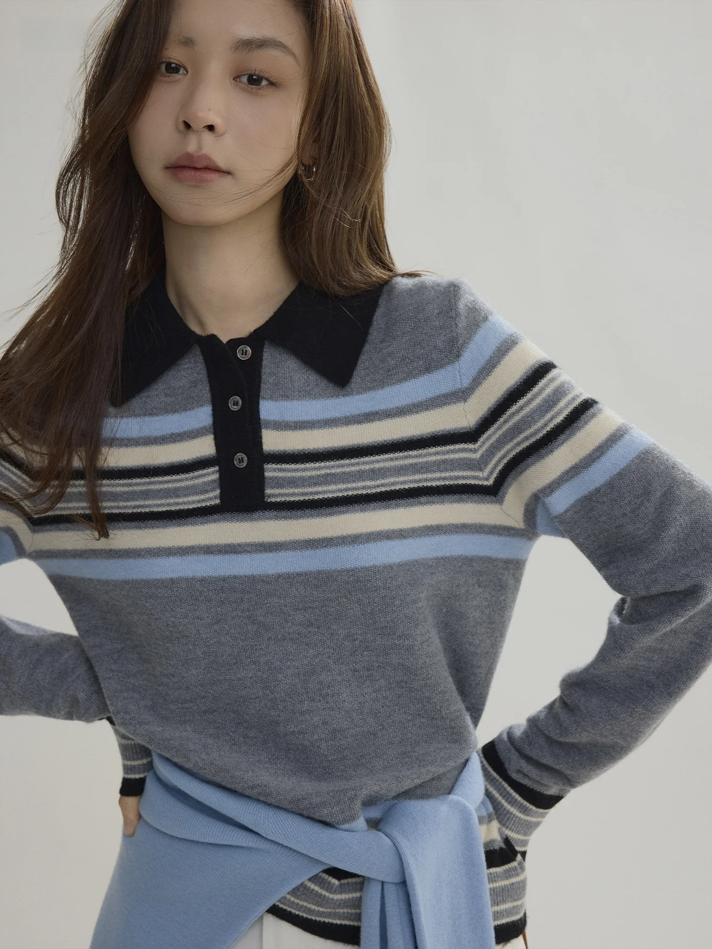 

Женский вязаный свитер Joli Choose с воротником-стойкой, в винтажном стиле, повседневный, для работы, простой, с длинными рукавами, в полоску