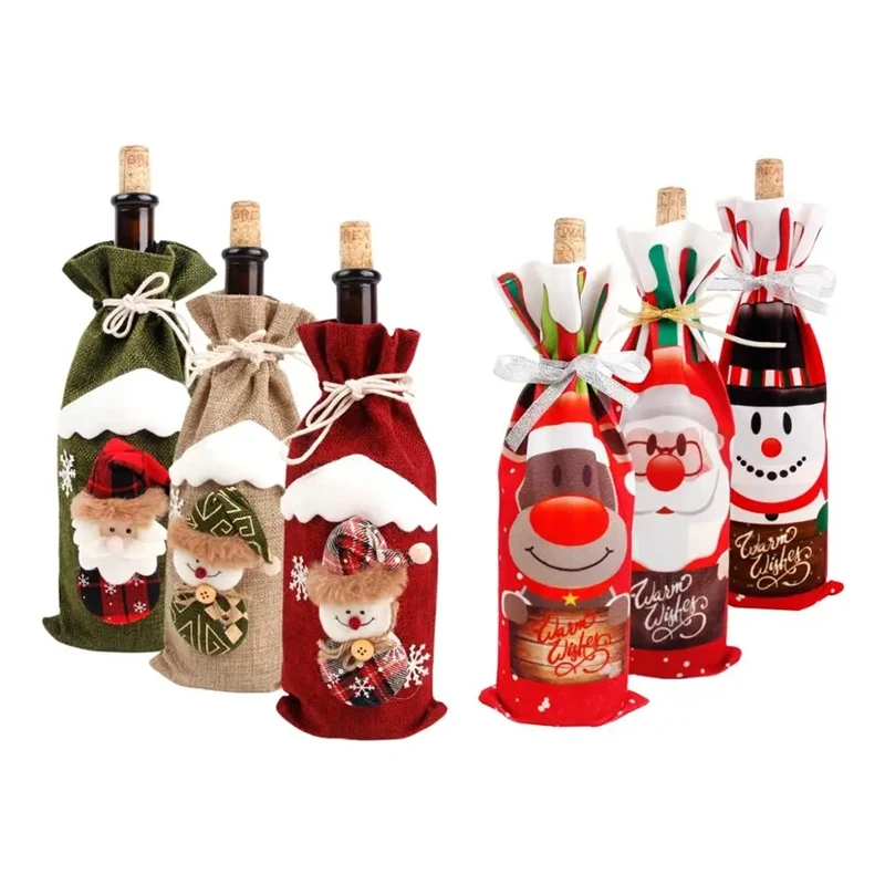 Christmas Wine Bottle Cover Merry Christmas Decorations For Home 2025 Natal Christmas Ornaments Xmas Gifts Happy New Year 2024