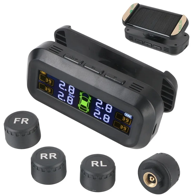 Hidden glass attached 360 ° tire pressure monitoring system with 4 external sensors forcar tire pressure and tire pressure alarm