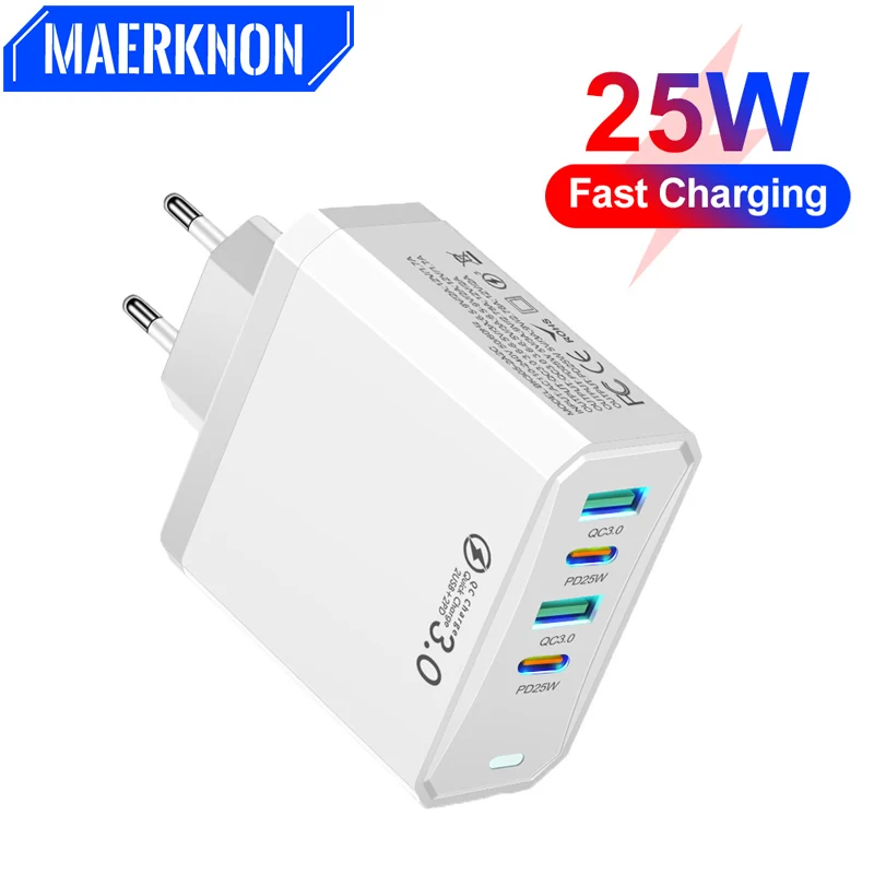 PD 25W USB C Charger PD Phone Charge Fast Charging Type C Charger Quick Charge3.0 Adapter For iPhone 15 14 Xiaomi Huawei Samsung