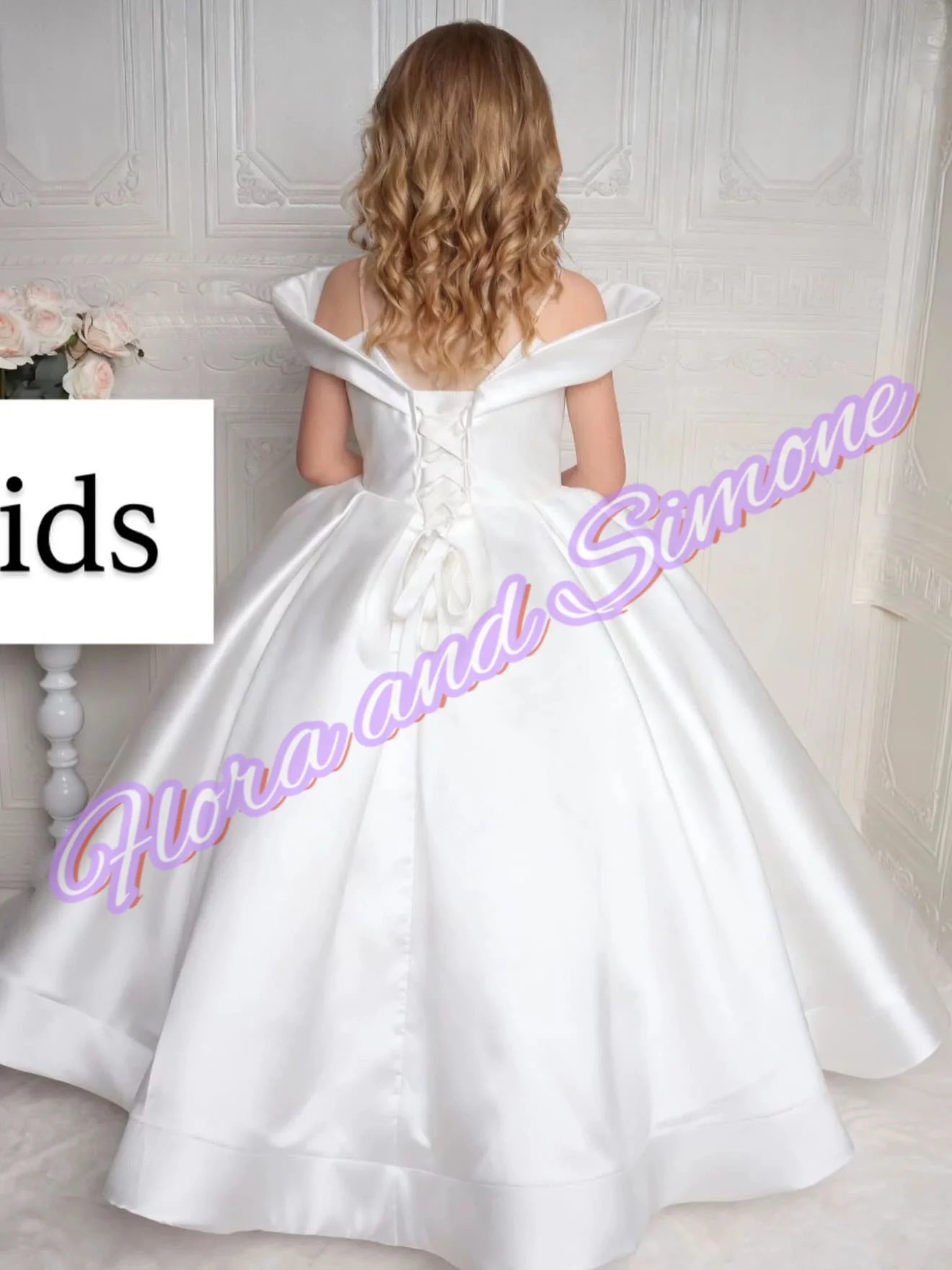 فساتين فتاة الزهور الزرقاء المزينة بحفلات أعياد الميلاد للفتيات الصغيرات مخصصة من الساتان الناعم للأطفال فساتين التواصل الأول #5