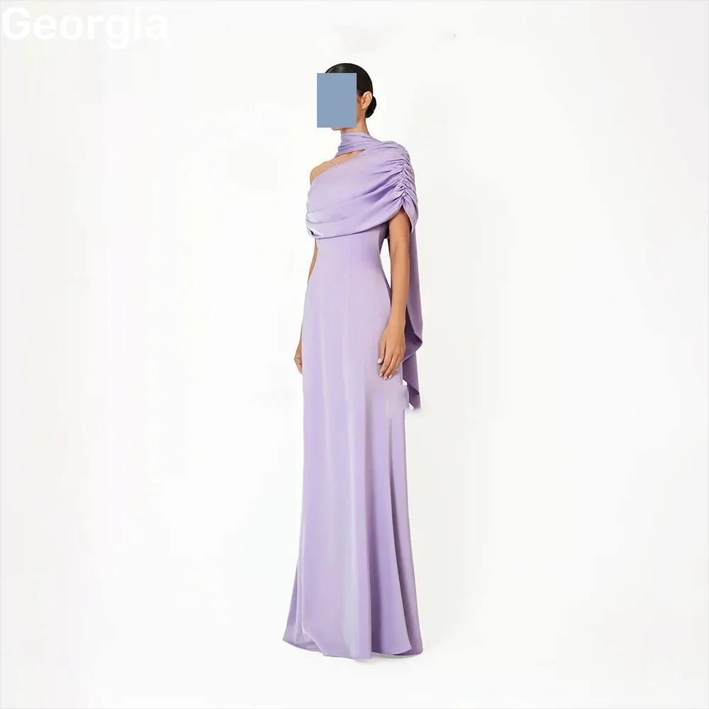 

Customized Vestidos De Festa Floor-Length Column Wedding Party Dress One-Shoulder Lining A-Line Ruffle Women'S Evening Dresses