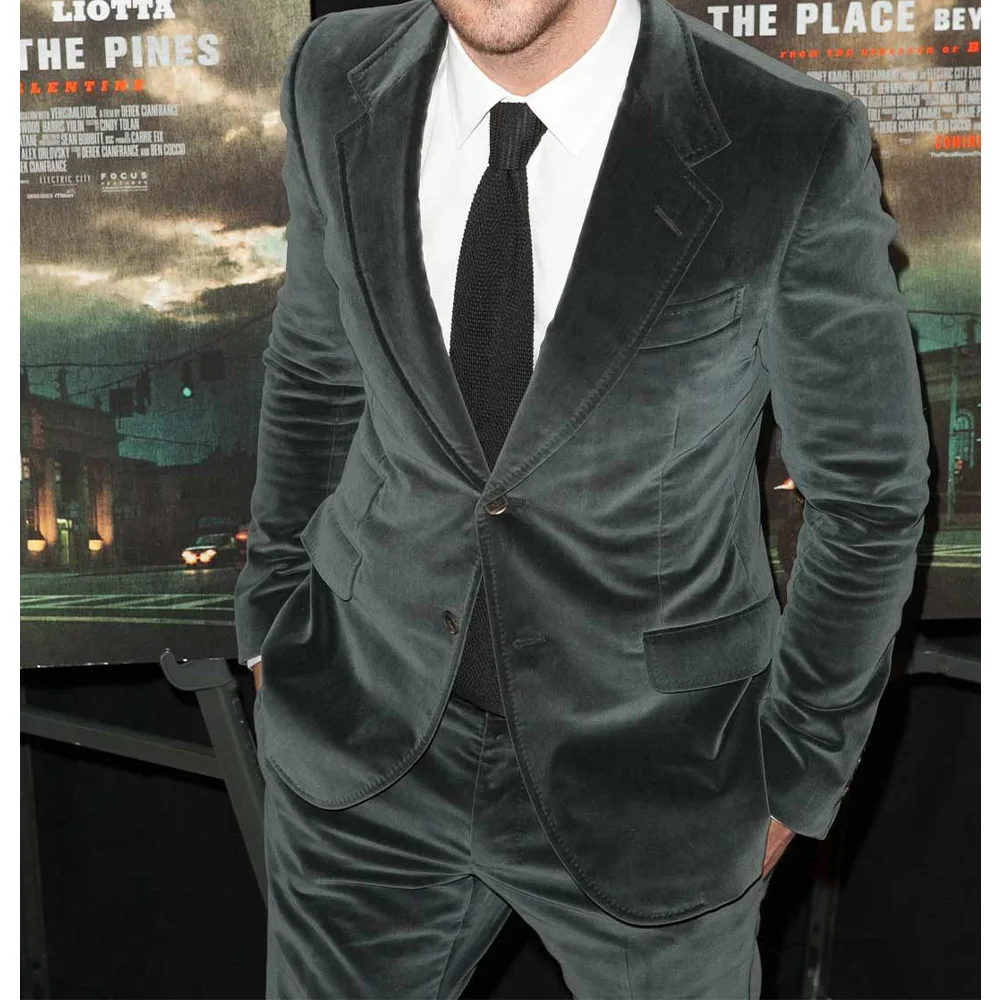 

Мужской бархатный костюм, пиджак, однобортный, с лацканами, приталенный, удобный, элегантный, деловой костюм, комплект из двух предметов, повседневный модный смокинг