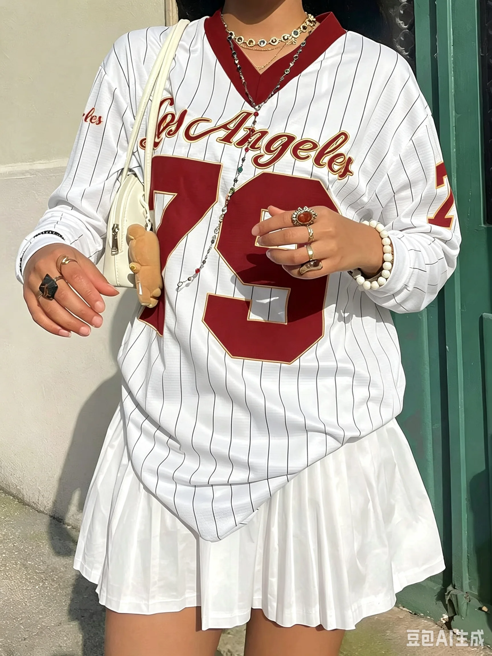 Bestseller Los Angeles Nr. 79 Fußballtrikot Amerikanischer Stil Street Jersey V-Ausschnitt Langarm Sommer Trend Lässiges Mode-T-Shirt – Detail 10