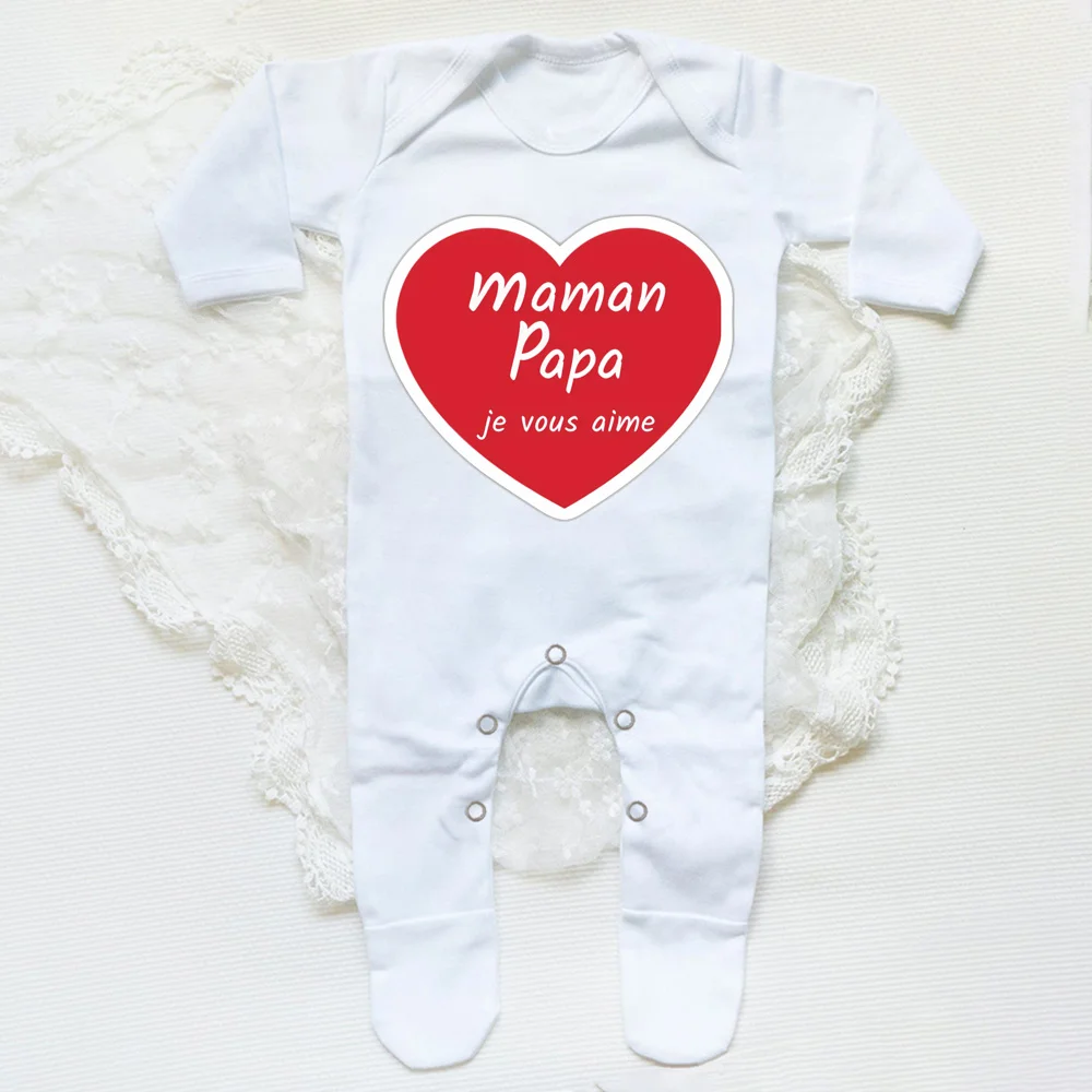 Ropa de dormir con estampado de letras I Love You para bebés, pelele suave e informal de manga larga para recién nacidos, ropa de fiesta familiar