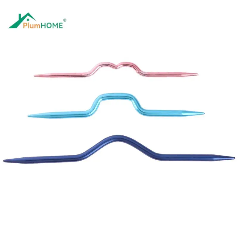 3 unids/lote ganchos de ganchillo curvados agujas de tejer y alfileres de aluminio para bufanda suéter girar tejer y coser herramientas para tejer