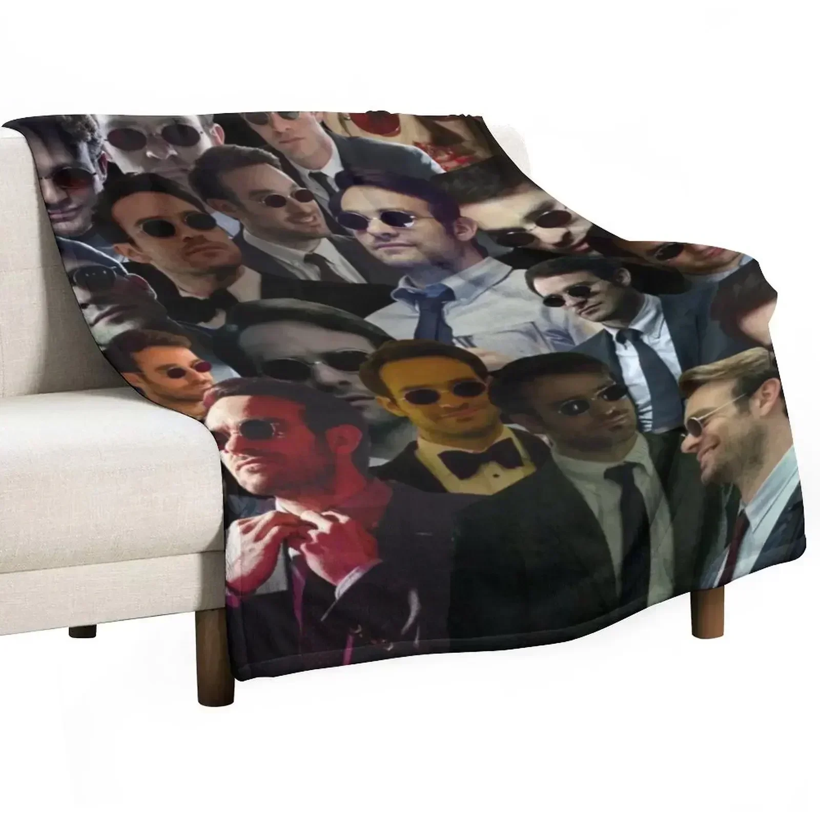 matt murdock-devil dare photo collage Throw Blanket Flannel Fashion Sofas Sofa Soft Plaid Decorative Throw Sofa Throw Blankets