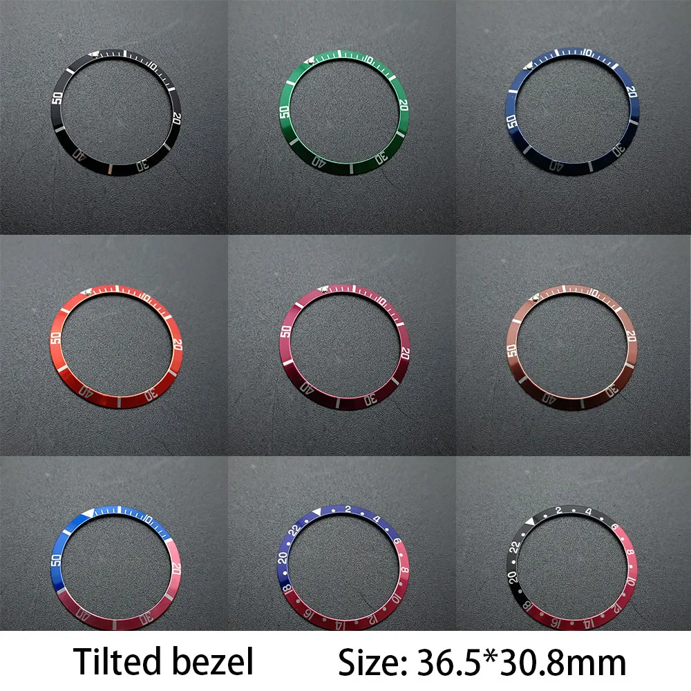 Sloping Aluminium Bezel Insert 36.5*30.8mm Replacement of Watch Accessories parts Watch Cases Replace Accessory Bezel Ring