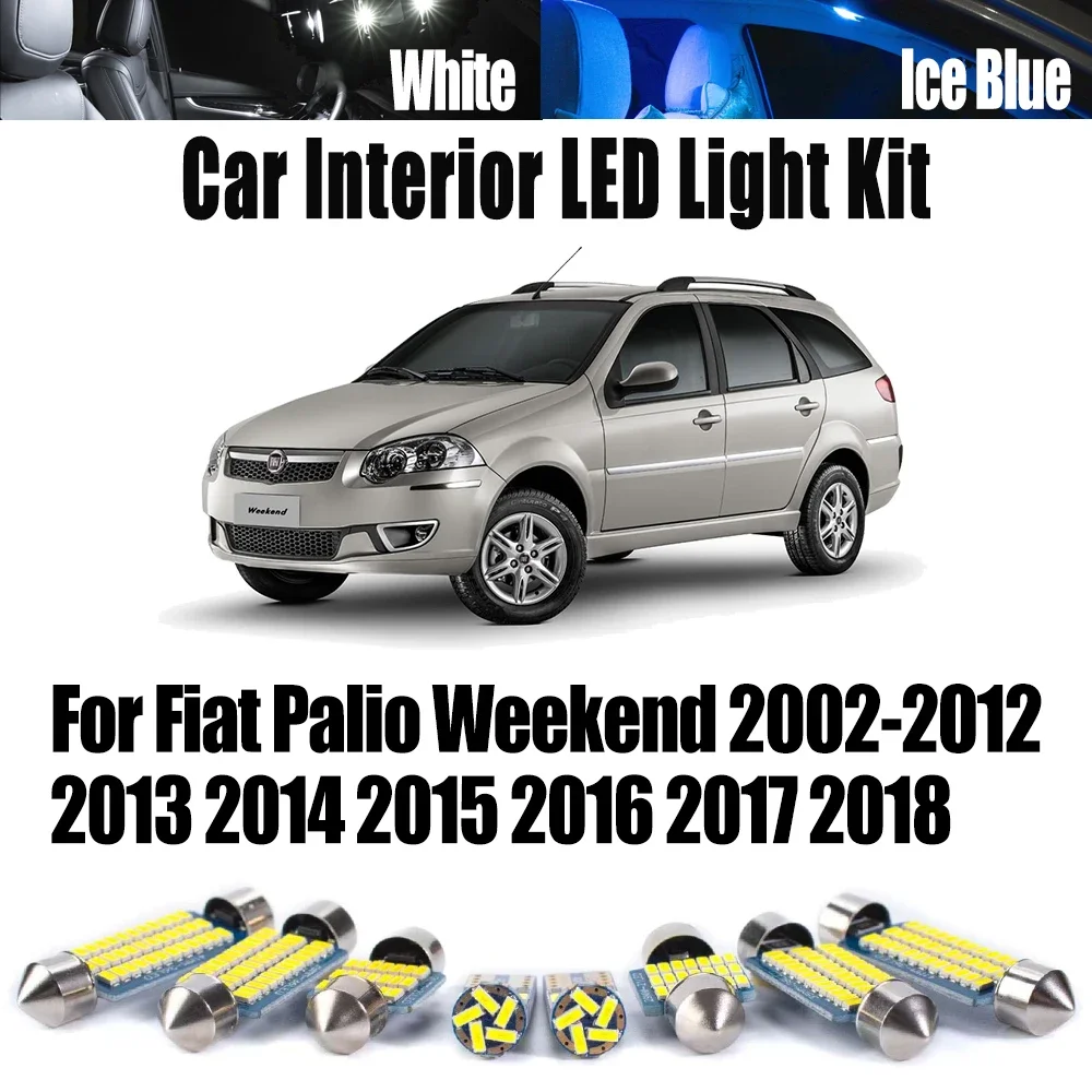 

9Pcs Canbus Reading Bulbs For Fiat Palio Weekend 2002- 2015 2016 2017 2018 LED Interior Map DomeTrunk Light Kit Car Accessories