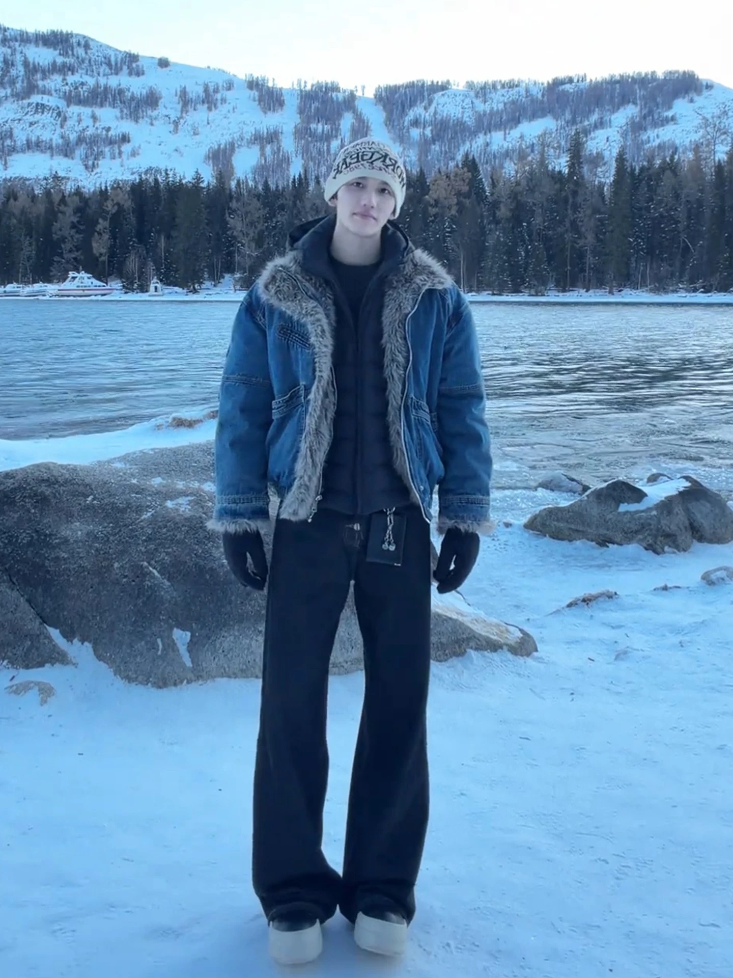 

Мужская джинсовая куртка с воротником из искусственного меха Thiened, зимняя теплая хлопковая рабочая одежда, пальто Advanced ape, повседневное длинное пальто све