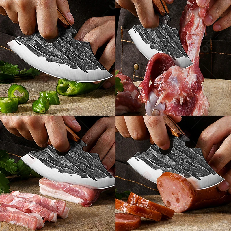 Multifunctional Kitchen Knife Stainless Steel Forged Knife Meat Cleaver Boning Knife with Bottle Opener Portable Pocket Knife