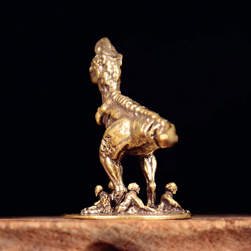 Solid Brass Jurassic Dinosaurs Small Statue Desktop Ornament Tyrannosaurus Rex Miniatures Figurines Home Decoration Crafts Decor