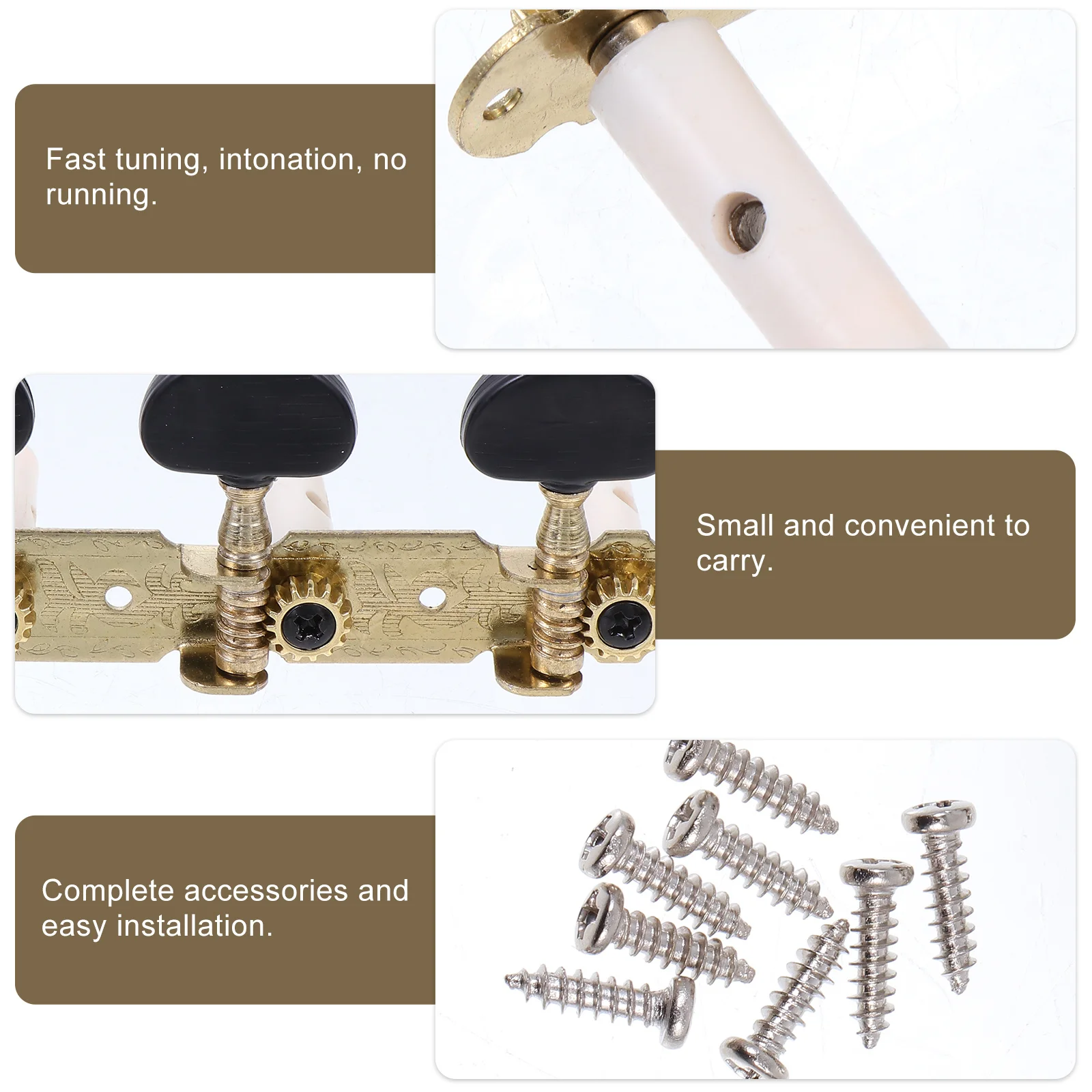 

2Pcs -Shaped Acoustic Guitar Pegs Fully Enclosed Durable Fast Accurate Guitar String Tuners Folk Tuner