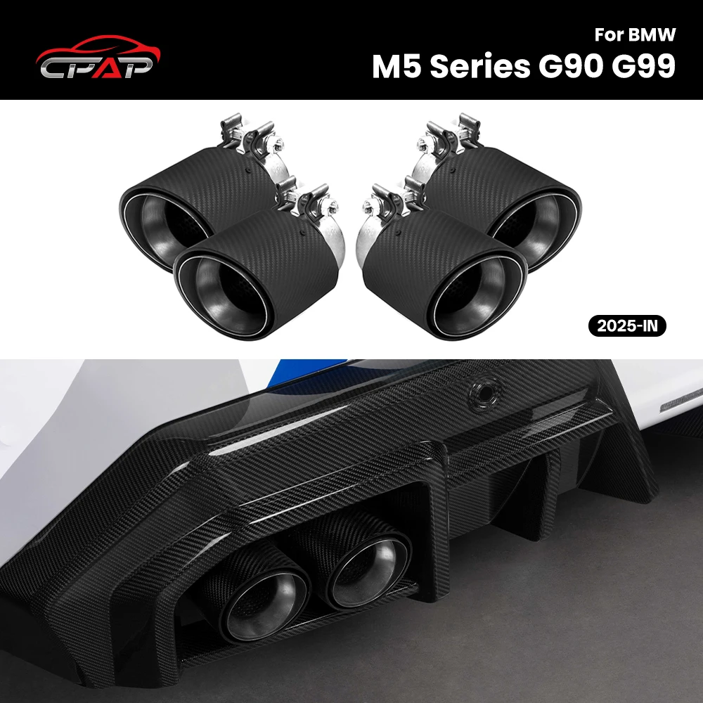 

Car Real Dry Carbon Fiber Exhaust Tips For BMW M5 Series G90 G99 OEM Style 2025-IN