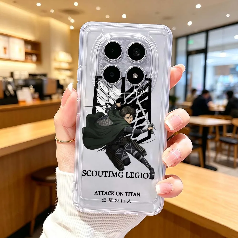Coque de téléphone transparente protectrice Attack on Titan Handsome pour Xiaomi POCO X7 X6 X5 F7 F6 F5 F4 M8 M6 C85 C71 Pro