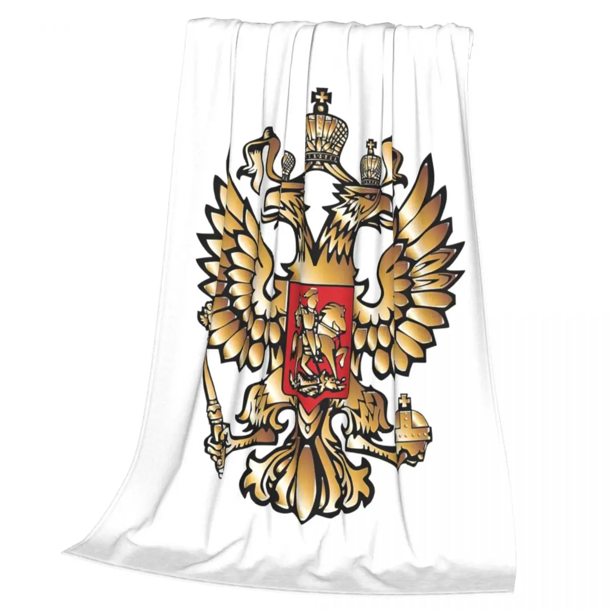 Coat Of Arms Of Russia Russian Flag Blankets Soft Warm Flannel Throw Blanket Plush for Bed Living room Picnic Travel Home Couch