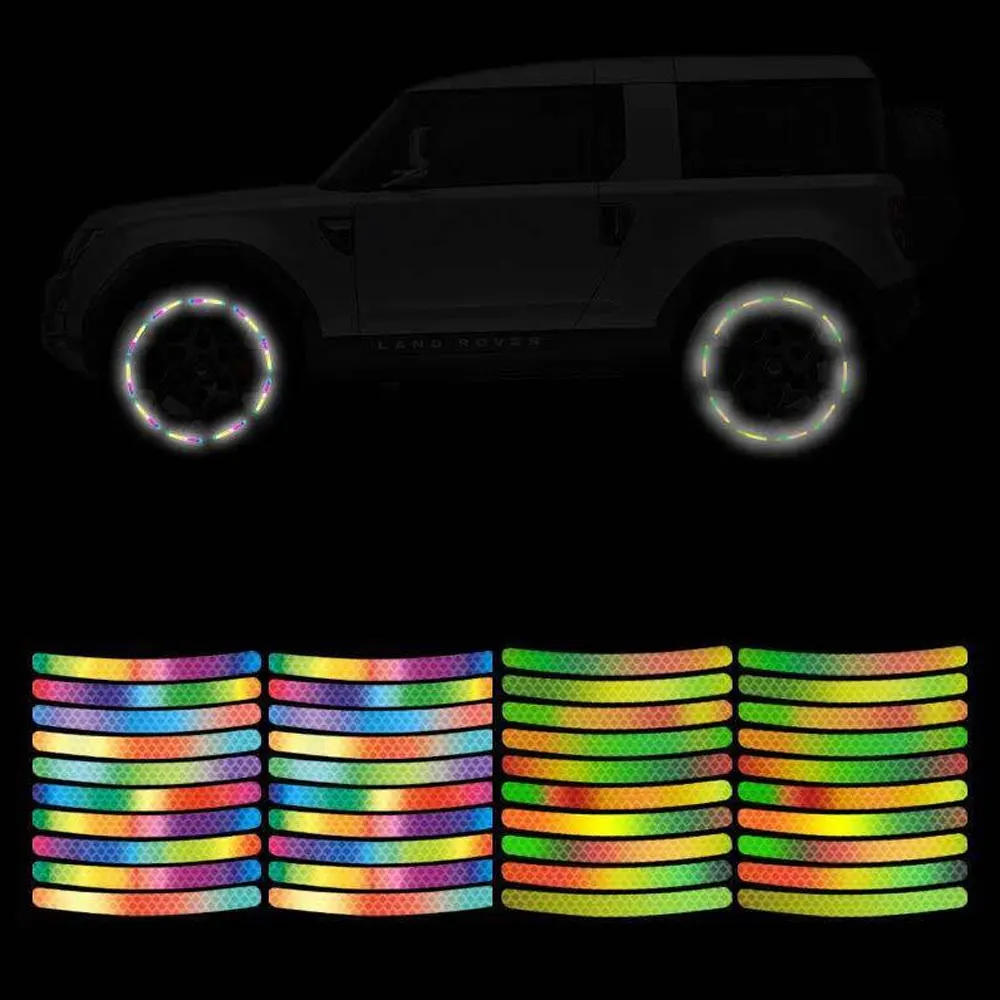 

Car Wheel Hub Reflectors Stickers Colorful Universal Motorcycle Bike Tire Night Reflective Warning Decals Auto Accessories