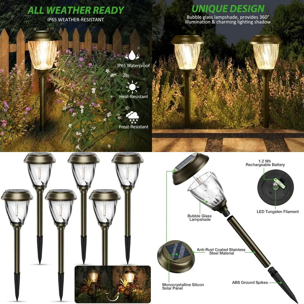 

Светодиодные дорожные фонари на солнечной энергии, 10/25 люмен, 2 режима, устойчивые к атмосферным воздействиям для наружного двора, газона, подъездной дороги, дорожки, ландшафтного декора (W