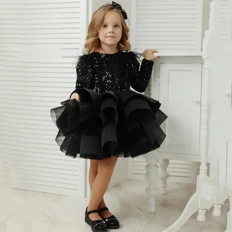 

Black Flower Girls Wedding Princess Ball Gown Children Cute Birthday Party Dress g440