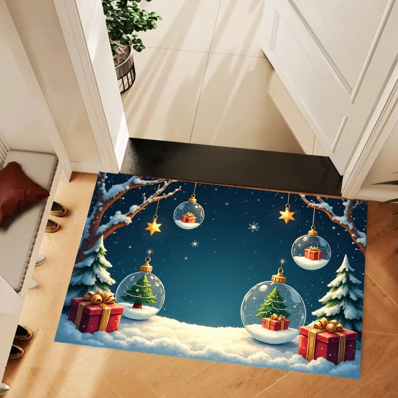 

RAKKS Рождественское украшение Хрустальный шар Рождественский ковер Хрустальный бархатный ковер Входная дверь Коврик для ног Ванная комната Маленький напольный коврик.