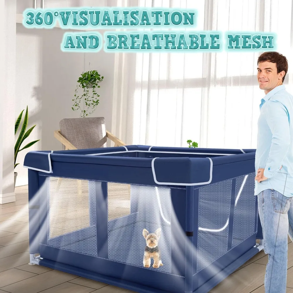 Cercadinho com Portão para Filhotes ou Cães Pequenos, Pet Fence, Interior e Exterior, 42x42x25,6 Polegadas