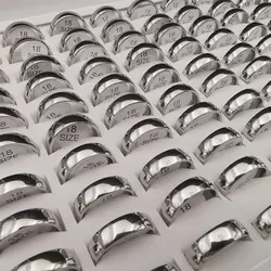 10pcs/lot Fashion Stainless Steel Rings 4-Colors Simple Polished Round Finger Rings Jewelry Party Birthday Gift for Women Girls