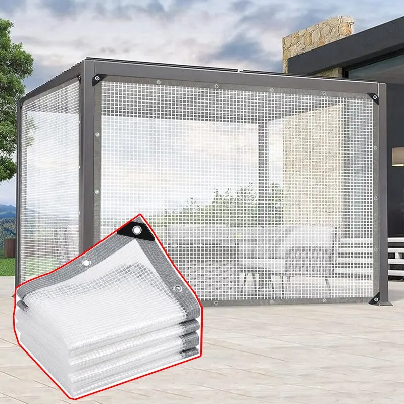 Telone trasparente in PE, telone impermeabile per giardino, tettoia per piante, protezione dal freddo, telo a griglia antipioggia, copertura antipioggia per balconi e finestre, tenda da sole
