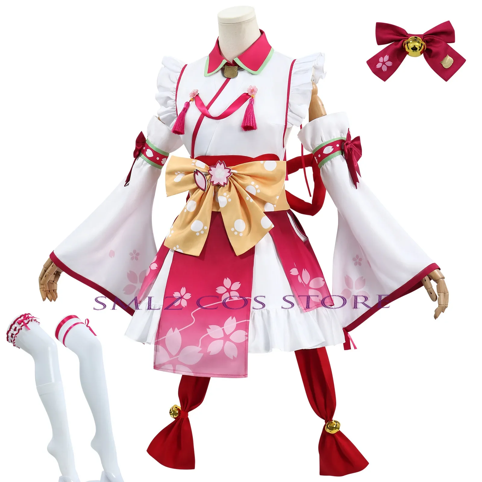 Anime VTuber Cosplay Hololive Sakura Miko Cosplay Costume Wig Girl Kimono Dress Set Halloween Christmas Party Prop for Woman