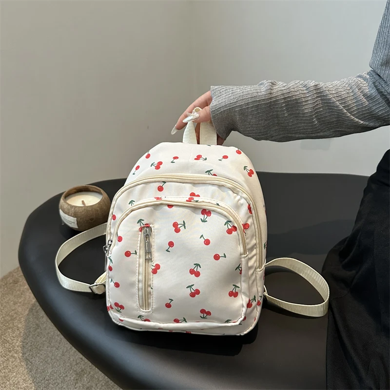 Cherry Pattern Women\'s Fashion Backpacks Students Daily Travel Small Knapsack Large Capacity Rucksack Aesthetic Ladies Schoolbag