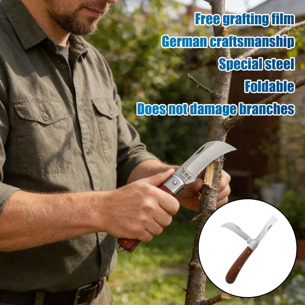 Professional Grafting Knife Foldable High Carbon Steel Budding Tool Multi-functional Wood Pruning Cutter for Garden Bonsai