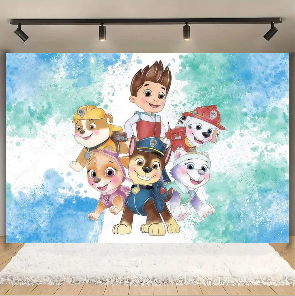 Brave Dog Anime PAW Patrol Children\'s Birthday Party Decoration Photography Baby Bath Cake Smashing Background