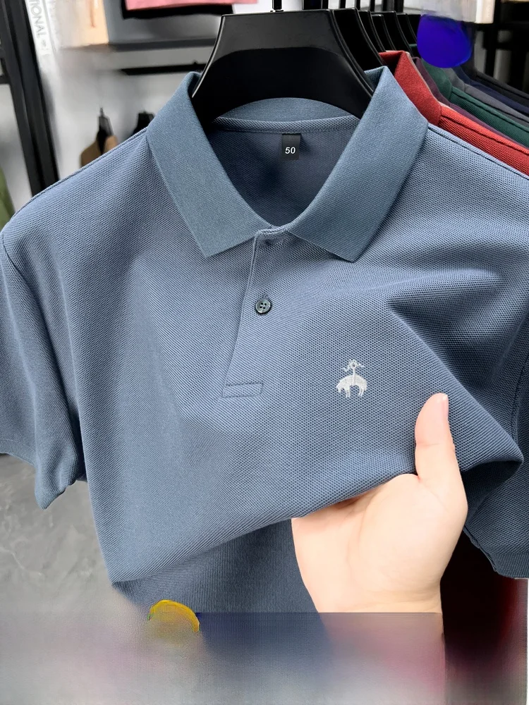 

Booker 00% Pure Cotton ort Sve irt Men's Embroidered Busin Luxury Summer New Turn-down Collar f Sve T-s...