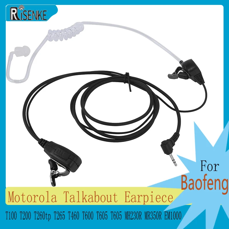 

RISENKE-Headset Earpiece for Motorola Talkabout,T100,T200,T260tp,T265,T460,T600, T605,T605,MH230R,MR350R,EM1000 Radio,1Pin,2.5mm