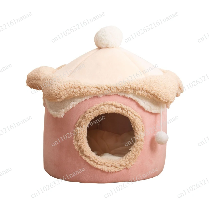 Warm Winter Cat Dog House Deep Sleep Pet Nest Geometric Ice Cream House Fun Comfort Nest for Small Medium Cat Dogs Pet Supplies