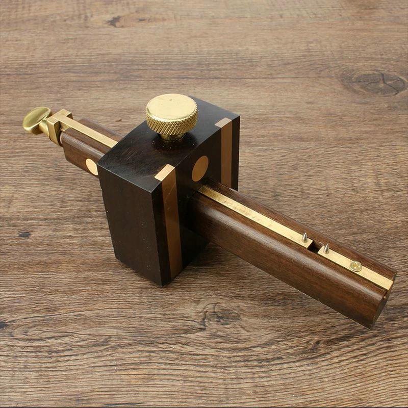 

Роскошный британский индонезийский черное дерево + чистая медь, износостойкий плотник, деревообрабатывающий инструмент, 8-дюймовый винтовой режущий калибр, скребок, чертилки