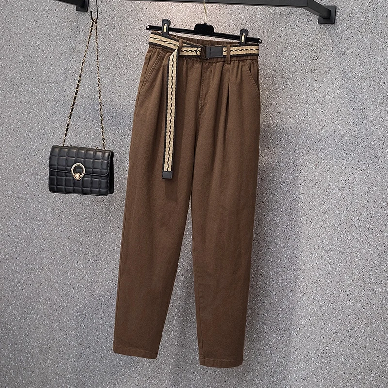 Autumn Loose High Waist Women Casual Trousers Literary Versatile Solid Color Cozy Office Lady Fashion Simple Vintage Harem Pants