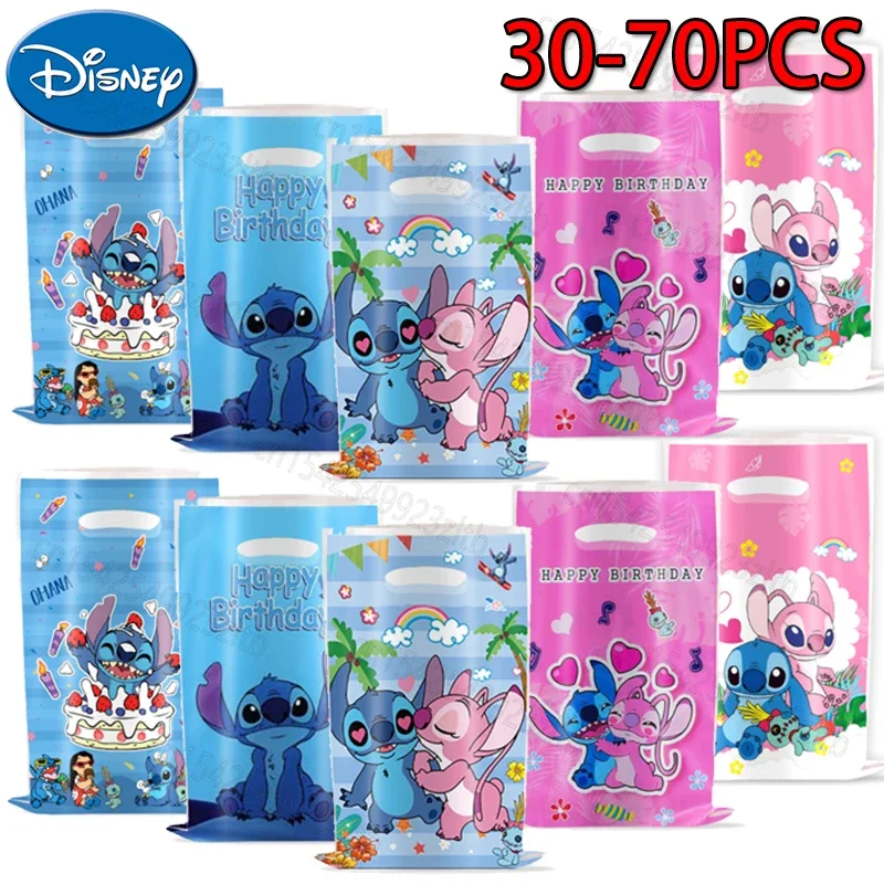 

New 1Set Disney Angel Stitch Happy Birthday Party Gift Bags Cute Pink Blue Candy Box Baby Shower Supplies Kids Favors Gifts Toys