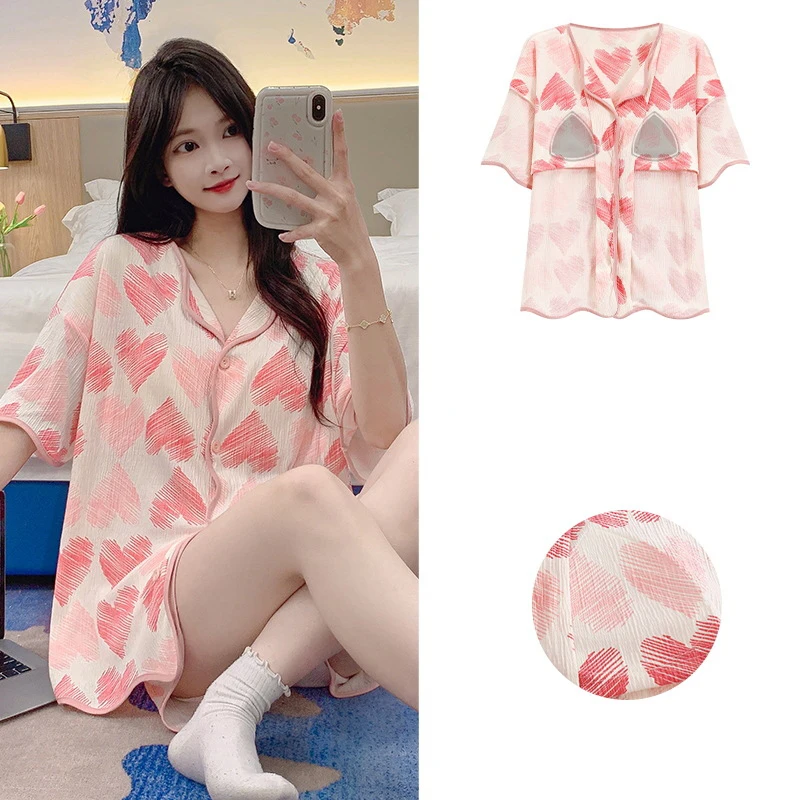 

Womens Pajama Sets Summer Nightwear Pj Young Bust-Padded Pyjamas Femme Casual Sleepwear Female Loungewear Pijama Mujer Homewear