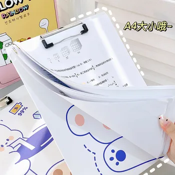 A4 sevimli karikatür plastik panoya asılı delik ile yazma pedi profil klip Test kağıdı depolama organizatör öğrenciler okul ofis