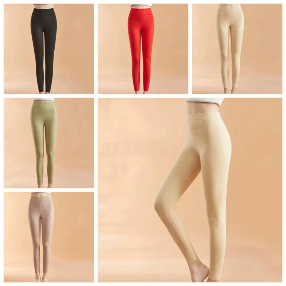 

Fashion Velvet Winter Plush Leggings Solid Color Abdominal Tightening Women Leggings Tights Seamless Thermal Pants Girl