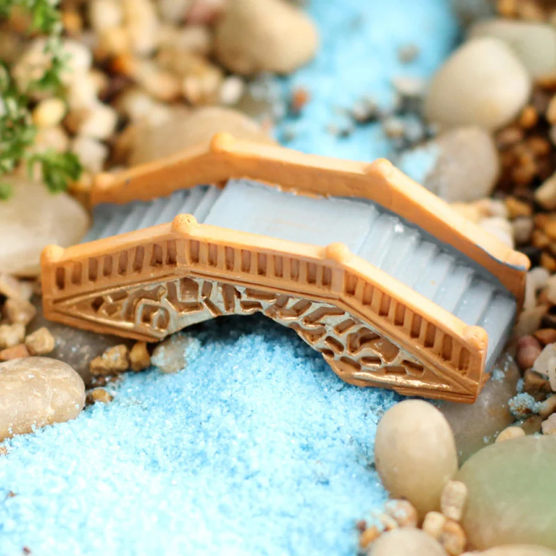 1PC Bamboo Bridge Figures Decorative Figurine Mini Fairy Garden Aquarium Fish Tank Animal Statue Resin Craft Cute Small Bridge