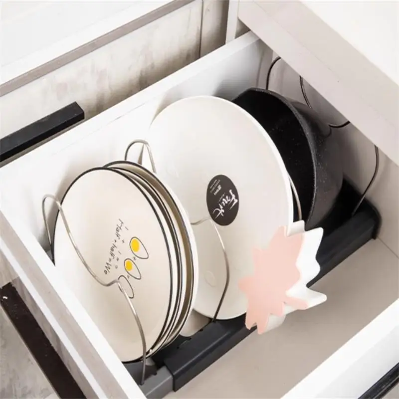 Kitchen supplies storage rack, countertop retractable pot cover rack, pot cover cutting board, tableware drainage bracket