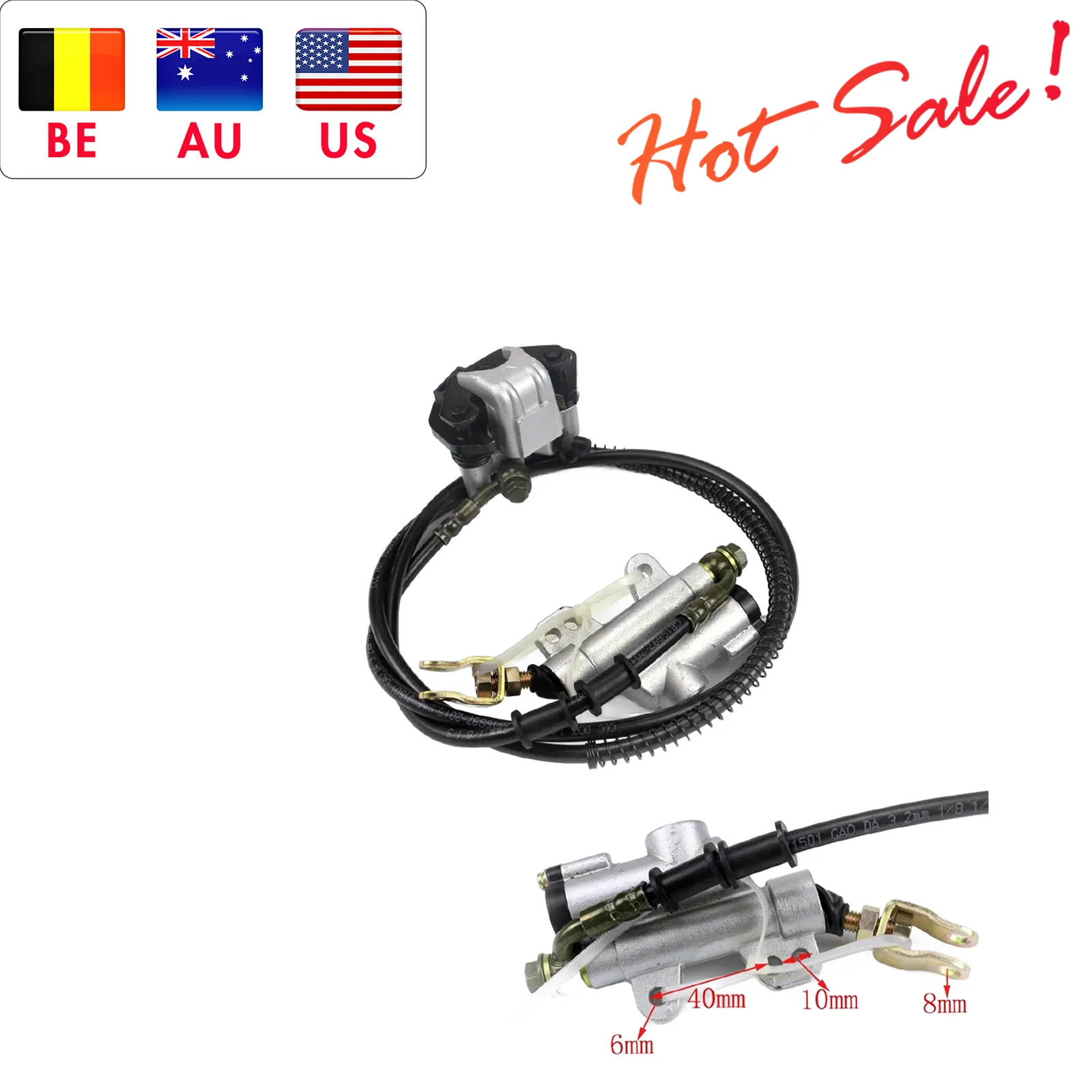 

TDPRO Rear Brake Master Cylinder Caliper Assembly Suitable for 50 70 90 110cc 125cc ATV Quad Gokart Chinese Dirt Bike