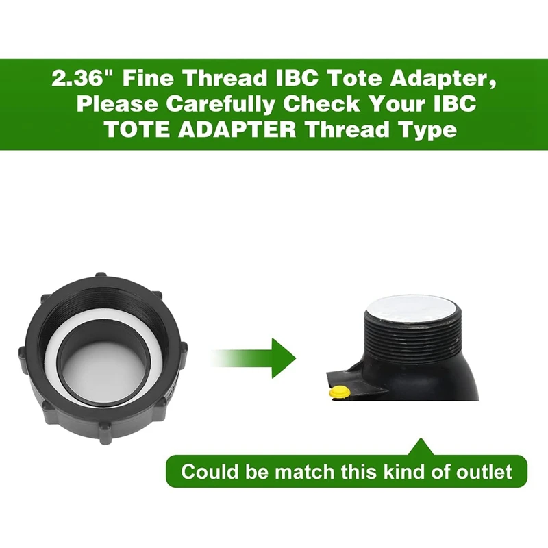 

Адаптер резервуара IBC, адаптер с тонкой резьбой 2,36 дюйма для тотализатора IBC емкостью 275–330 галлонов, фитинг для тотализатора с латунным шлангом и краном
