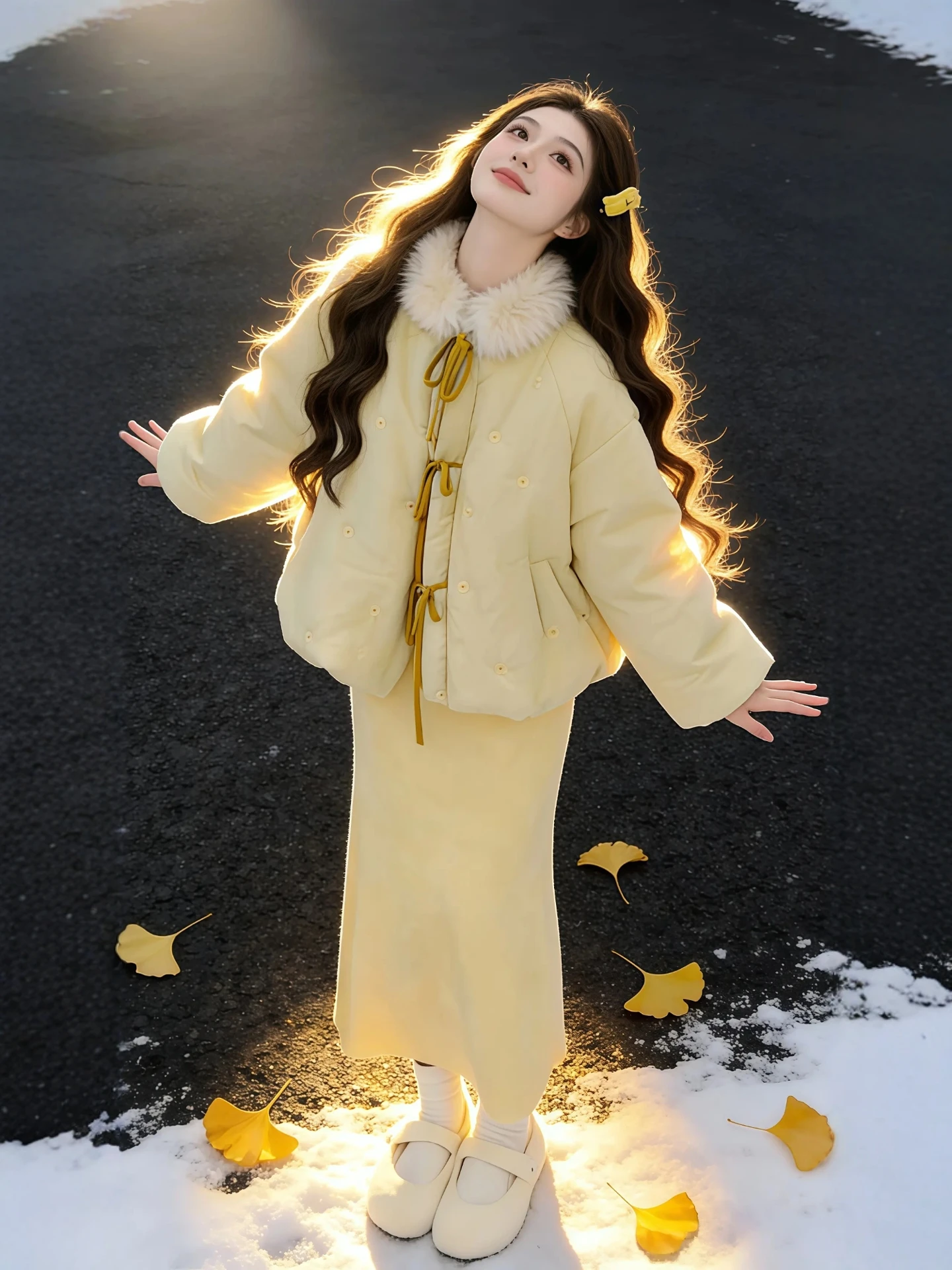 

Winter Warm Cotton Jaet And Qipao Dr Set for plus Size Women Gentle Unique Sle High Waist Loose Fit Casual Wear