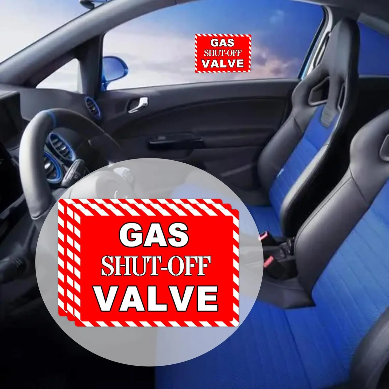 Gas Afsluitklep Sticker Gas Afsluitklep Gevaar Noodlabel Sticker 7X5 Inch 5 Stuks