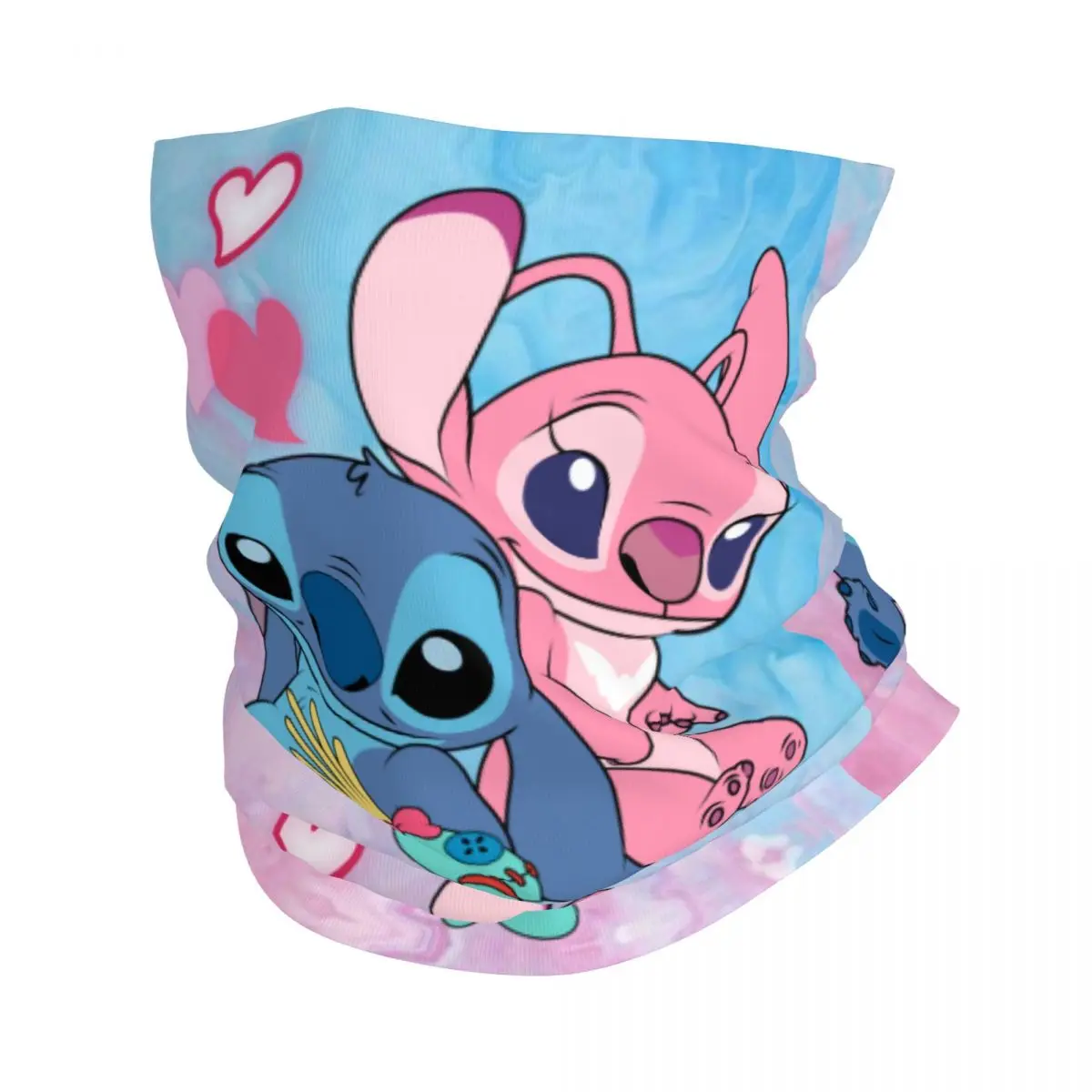 Custom Stitch Angel Bandana Neck Gaiter for Hiking Cycling Women Men Wrap Scarf Disney Anime Headband Warmer