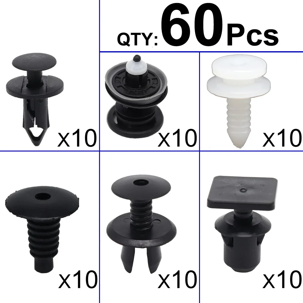 60Pcs For VW Multivan Transporter 2000 - 2015 Car Door Panel Trim Pillar Clips Body Push Pin Rivets Roof Carpets Retainer Fixing