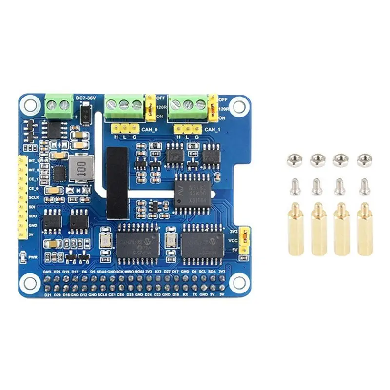 waveshare-can-バス拡張ボード-2-ch-絶縁型-hat-デュアルチップソリューション-raspberry-pi-の-can-チャンネルを拡張するためのスタッカブル機能付き
